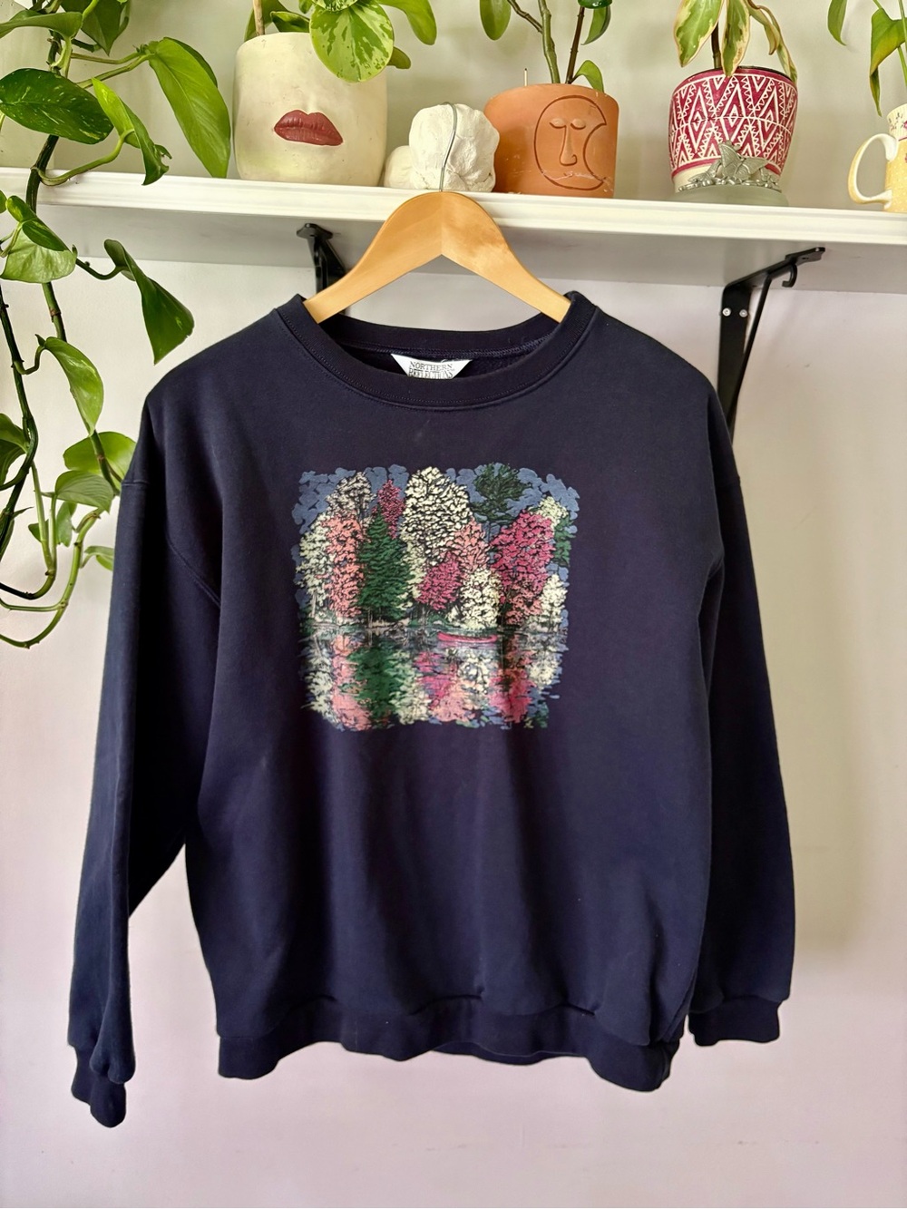 Vintage Floral Reflection Sweatshirt - Navy